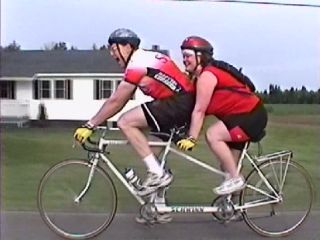 Photo of two-person bicycle.
